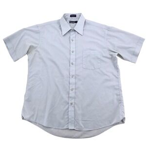 Damon Button Down Shirt Mens 17 Gray‎ Short Sleeve Silcron Vintage 70s USA Made